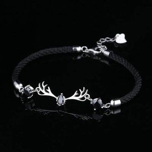 Stunning Ladies Black & Solid .925 Sterling Silver Deer Cubic Zirconia Bracelet